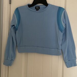 Kids Light Blue Crewneck Sweatshirt with Shoulder Stripe Detail